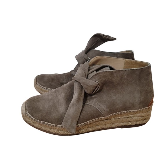 Rag and Bone Gena Suede Bootie Size 7.5 Gray Espadrille‎ Demi Wedge Shoe - Picture 1 of 7
